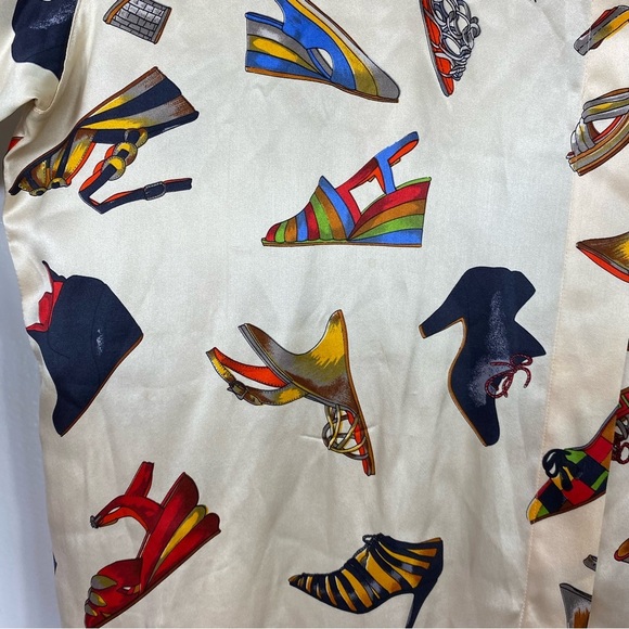 Nancy Heller Vintage silk blouse shoe print - Picture 5 of 17